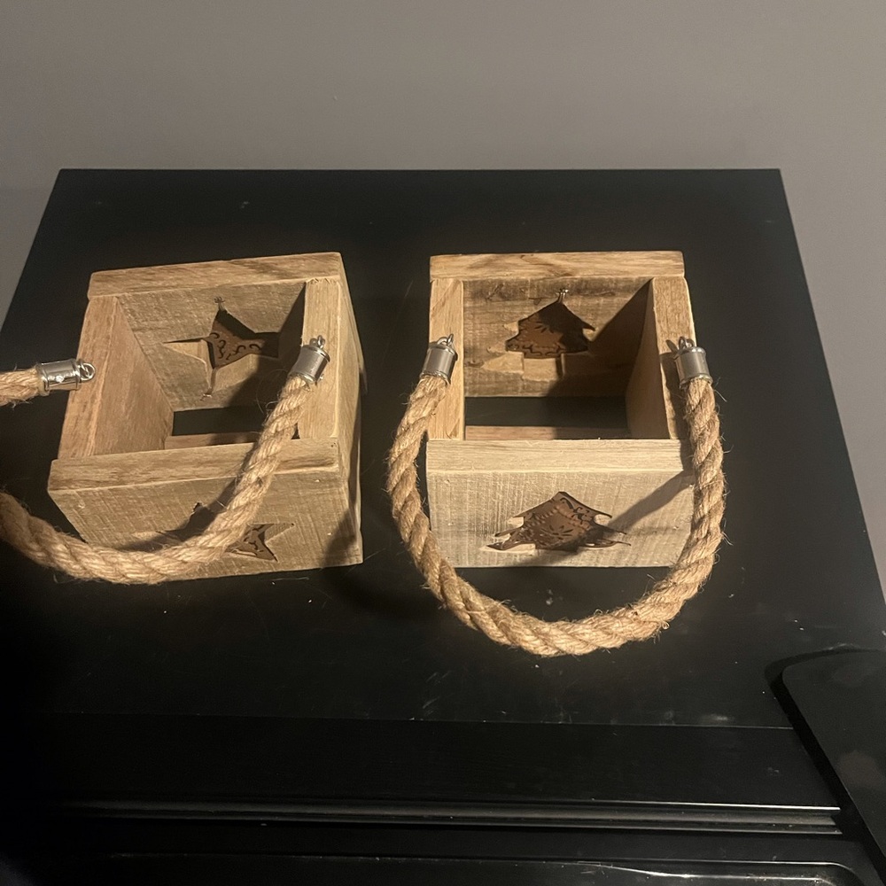 $10 Wooden Candle Holders with Star and Tree Cutouts - Picture 2 of 2